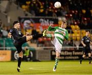 9 October 2015; Danny North, Shamrock Rovers, in action against Richard Towell, Dundalk. SSE Airtricity League, Premier Division, Shamrock Rovers v Dundalk. Tallaght Stadium, Tallaght, Co. Dublin. Picture credit: Seb Daly / SPORTSFILE
