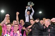 9 October 2015; Wexford Youths FC manager Shane Keegan celebrates with his team and the trophy. SSE Airtricity League Premier Division, Wexford Youths FC v Shelbourne. Ferrycarrig Park, Wexford. Picture credit: Matt Browne / SPORTSFILE