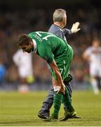 8 October 2015; Stephen Ward, Republic of Ireland, after picking up an injury. UEFA EURO 2016 Championship Qualifier, Group D, Republic of Ireland v Germany. Aviva Stadium, Lansdowne Road, Dublin. Picture credit: Ramsey Cardy / SPORTSFILE