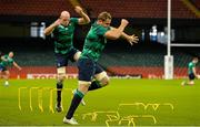 10 October 2015; Ireland's Jamie Heaslip, right, and Paul O'Connell during the captain's run. Ireland Rugby Squad Captain's Run, Millennium Stadium, Cardiff, Wales. Picture credit: Brendan Moran / SPORTSFILE