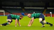 10 October 2015; Ireland's Sean O'Brien, left, and captain Paul O'Connell during the captain's run. Ireland Rugby Squad Captain's Run, Millennium Stadium, Cardiff, Wales. Picture credit: Brendan Moran / SPORTSFILE