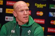 10 October 2015; Ireland captain Paul O'Connell during the pre-match press conference. Ireland Rugby Press Conference, Millennium Stadium, Cardiff, Wales. Picture credit: Brendan Moran / SPORTSFILE