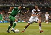 8 October 2015; Cyrus Christie, Republic of Ireland, in action against Jonas Hector, Germany. UEFA EURO 2016 Championship Qualifier, Group D, Republic of Ireland v Germany. Aviva Stadium, Lansdowne Road, Dublin. Picture credit: Ramsey Cardy / SPORTSFILE