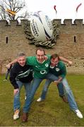 10 October 2015; Ireland rugby supporters, from left, Ger Murtagh, Ciaran Mannion and Diarmuid Morrissey, from Athlone, Co. Westmeath, in Cardiff ahead of the 2015 Rugby World Cup, Pool D, game against France on Sunday. Cardiff, Wales Picture credit: Stephen McCarthy / SPORTSFILE