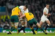 3 October 2015; Nick Easter, England, is tackled by Scott Fardy, left, and David Pocock, Australia. 2015 Rugby World Cup, Pool A, England v Australia, Twickenham Stadium, London, England. Picture credit: Brendan Moran / SPORTSFILE