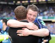 23 May 2009; Leinster's Brian O'Driscoll celebrates with Stephen Keogh after the game. Heineken Cup Final, Leinster v Leicester Tigers, Murrayfield Stadium, Edinburgh, Scotland. Picture credit: Brendan Moran / SPORTSFILE