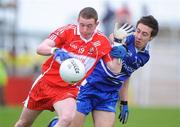 24 May 2009; Aaron Devlin, Derry, in action against Niall McKeown, Monaghan. Ulster GAA Football Minor Championship, Derry v Monaghan, Celtic Park, Derry. Picture credit: Oliver McVeigh / SPORTSFILE
