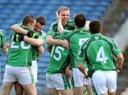 24 May 2009; Limerick's Dermot Phelan, third from right, celebrates with team-mates Ger Collins, 15, Padraig Browe, 5, and Mark O'Riordan at the end of the game. Munster GAA Football Senior Championship Quarter-Final, Tipperary v Limerick, Semple Stadium, Thurles. Picture credit: David Maher / SPORTSFILE
