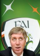 25 May 2009; FAI Chief Executive John Delaney speaking during the launch of 'An Evening with Pele' fundraiser for Our Lady's Children's Hospital, Crumlin and the Little Prince Children's Hospital, Curitiba, Brazil. Children’s Medical and Research Foundation, Drimnagh Road, Crumlin, Dublin. Picture credit: Diarmuid Greene / SPORTSFILE