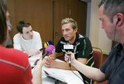26 May 2009; Republic of Ireland's Liam Lawrence speaking to the media after squad training ahead of their Friendly International against Nigeria on Friday night. Arsenal Training Ground, St Albans, London, England. Picture credit: Tim Hales / SPORTSFILE