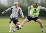 27 May 2009; Republic of Ireland's Andy Keogh, left, and team-mate Richard Dunne in action during squad training ahead of their Friendly International against Nigeria on Friday night. Arsenal Training Grounds, St Albans, London, England. Picture credit: Tim Hales / SPORTSFILE