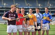 25 May 2009; At the of the launch of the Bord Gais Energy U21 Hurling Championship are, from left to right, Joe Canning, Galway, Patrick Horgan, Cork, Paul Murphy, Kilkenny, Arron Graffin, Antrim, Liam Rushe, Dublin, and Seamus Callinan, Tipperary. Croke Park, Dublin. Picture credit: David Maher / SPORTSFILE