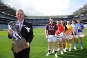 25 May 2009; At the of the launch of the Bord Gais Energy U21 Hurling Championship are Ger Cunningham, Sports Sponsorship manager, Bord Gais, with players, from left to right, Joe Canning, Galway, Patrick Horgan, Cork, Paul Murphy, Kilkenny, Arron Graffin, Antrim, Liam Rushe, Dublin, and Seamus Callinan, Tipperary. Croke Park, Dublin. Picture credit: David Maher / SPORTSFILE