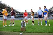 25 May 2009; At the of the launch of the Bord Gais Energy U21 Hurling Championship are, from left to right, Arron Graffin, Antrim, Joe Canning, Galway, Patrick Horgan, Cork, Paul Murphy, Kilkenny, Liam Rushe, Dublin, and Seamus Callinan, Tipperary. Croke Park, Dublin. Picture credit: David Maher / SPORTSFILE
