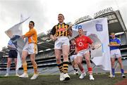 25 May 2009; At the of the launch of the Bord Gais Energy U21 Hurling Championship are, from left to right, Liam Rushe, Dublin, Arron Graffin, Antrim, Paul Murphy, Kilkenny, Joe Canning, Galway, Patrick Horgan, Cork, and Seamus Callinan, Tipperary. Croke Park, Dublin. Picture credit: David Maher / SPORTSFILE