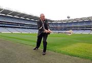 25 May 2009; Uachtarán Chumann Lúthchleas Gael Criostóir Ó Cuana shows off his hurling skills at the of the launch of the Bord Gais Energy U21 Hurling Championship. Croke Park, Dublin. Picture credit: David Maher / SPORTSFILE