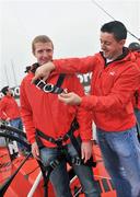 27 May 2009; Kilkenny hurler Henry Shefflin, left, and Kerry footballer Aidan O'Mahoney in Galway to celebrate the arrival of the Puma entry, il Mostro, in the Volvo Ocean Race. Volvo Ocean Race Festival Village, Galway. Picture credit: David Maher / SPORTSFILE