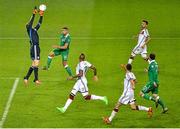 8 October 2015; Manuel Neuer, Germany, catches a crossing ball before Jonathan Walters, Republic of Ireland, can reach it. UEFA EURO 2016 Championship Qualifier, Group D, Republic of Ireland v Germany. Aviva Stadium, Lansdowne Road, Dublin. Picture credit: Cody Glenn / SPORTSFILE