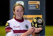 10 October 2015; Lisa Casserly, Galway WFC, with her player of the match award. Continental Tyres Women's National League, Peamount United v Galway WFC. Peamount United, Greenogue, Co. Dublin. Picture credit: Piaras Ó Mídheach / SPORTSFILE