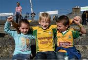 11 October 2015; Corofin Fans, from left, Ava Connolly, 3, Ois’n Kelly, 7, and Ryan Connolly, 6, from Belclare, Galway. Galway County Senior Football Championship Final, Mountbellew/Moylough v Corofin. Tuam Stadium, Tuam, Co. Galway. Picture credit: Sam Barnes / SPORTSFILE