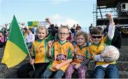 11 October 2015; Mountbellew/Moylough fans, from left, Jamie White, age 7, Mark Newell, age 7, Sean Murphy, age 7, Kahlan Murphy, age 3, ahead of the Galway Senior Football Final. Galway County Senior Football Championship Final, Mountbellew/Moylough v Corofin. Tuam Stadium, Tuam, Co. Galway. Picture credit: Sam Barnes / SPORTSFILE
