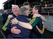 11 October 2015;  Corofin management and backroom staff celebrate at the final whistle. Galway County Senior Football Championship Final, Mountbellew/Moylough v Corofin. Tuam Stadium, Tuam, Co. Galway. Picture credit: Sam Barnes / SPORTSFILE