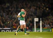 11 October 2015; Jonathan Sexton, Ireland, accompanied by Dr. Eanna Falvey, Ireland team doctor, leaves the pitch with an injury. 2015 Rugby World Cup Pool D, Ireland v France. Millennium Stadium, Cardiff, Wales. Picture credit: Stephen McCarthy / SPORTSFILE
