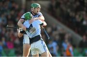 11 October 2015; Ronan Lynch and Kieran Kennedy, Na Piarsaigh, celebrate at the final whistle after victory over Patrickswell. Limerick County Senior Hurling Championship Final, Patrickswell v Na Piarsaigh. Gaelic Grounds, Limerick. Picture credit: Diarmuid Greene / SPORTSFILE