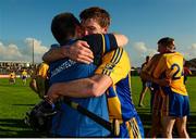 11 October 2015; Sixmilebridge's Niall Gilligan and manager John O'Meara celebrate after the game. Clare County Senior Hurling Championship Final, Clonlara v Sixmilebridge. Cusack Park, Ennis, Co. Clare. Picture credit: Piaras Ó Mídheach / SPORTSFILE