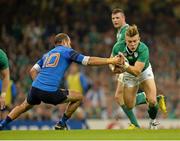 11 October 2015; Ian Madigan, Ireland, is tackled by Frederic Michalak, France. 2015 Rugby World Cup Pool D, Ireland v France. Millennium Stadium, Cardiff, Wales. Picture credit: Matt Browne / SPORTSFILE