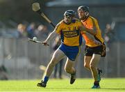 11 October 2015; Brian Carey, Sixmilebridge, in action against Domhnall O'Donovan, Clonlara. Clare County Senior Hurling Championship Final, Clonlara v Sixmilebridge. Cusack Park, Ennis, Co. Clare. Picture credit: Piaras Ó Mídheach / SPORTSFILE