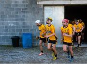 11 October 2015; Clonlara players make their way to the pitch for the second half from the temporary dressing rooms in Cusack Park. Clare County Senior Hurling Championship Final, Clonlara v Sixmilebridge. Cusack Park, Ennis, Co. Clare. Picture credit: Piaras Ó Mídheach / SPORTSFILE