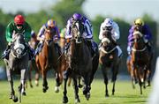 28 May 2009; Alfred Nobel, with Johnny Murtagh up, centre, on their way to winning the Irish Stallion Farms European Breeders Fund Maiden from second place Montecchio with Declan McDonogh up. Leopardstown Racecourse, Co. Dublin. Picture credit: Matt Browne / SPORTSFILE