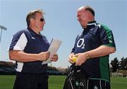 29 May 2009; Ireland Head Coach Declan Kidney and USA Eagles Head Coach Eddie O'Sullivan in conversation after Ireland rugby squad training ahead of their game against the USA Eagles on Sunday. Buckshaw Stadium, Santa Clara, California, USA. Picture credit: Pat Murphy / SPORTSFILE