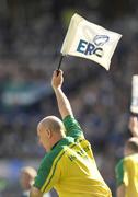 23 May 2009; Touch judge Nigel Whitehouse raises his flag after a converted kick at goal. Heineken Cup Final, Leinster v Leicester Tigers, Murrayfield Stadium, Edinburgh, Scotland. Picture credit: Ray McManus / SPORTSFILE