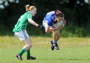 30 May 2009; Norita Kelly, Munster, in action against Patricia Fogarty, Leinster. 2009 Inter Provincials - Inter Provincial Final, Munster v Leinster, Kinnegad GAA Club, Co. Westmeath. Picture credit: Diarmuid Greene / SPORTSFILE