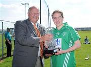 30 May 2009; Aisling Jennings, Leinster, is presented with the Player of the Tournament award by Pat Quill, Ladies GAA President. 2009 Inter Provincials - Inter Provincial Final, Munster v Leinster, Kinnegad GAA Club, Co. Westmeath. Picture credit: Diarmuid Greene / SPORTSFILE