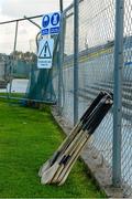 11 October 2015; A general view of spare hurleys on the sideline as the main stand is under construction. Clare County Senior Hurling Championship Final, Clonlara v Sixmilebridge. Cusack Park, Ennis, Co. Clare. Picture credit: Piaras Ó Mídheach / SPORTSFILE