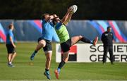 13 October 2015; Argentina's Santiago Cordero, right, fields a ball ahead of Julian Montoya during squad training. Argentina Rugby Squad Training, Vale Resort, Hensol, Wales. Picture credit: Brendan Moran / SPORTSFILE