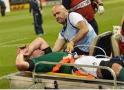 11 October 2015; Paul O'Connell, Ireland, leaves the pitch with Dr Eanna Falvey, Ireland team doctor, after picking up an injury. 2015 Rugby World Cup Pool D, Ireland v France. Millennium Stadium, Cardiff, Wales. Picture credit: Stephen McCarthy / SPORTSFILE