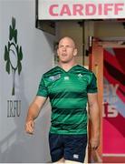 10 October 2015; Ireland captain Paul O'Connell arrives for the captain's run. Ireland Rugby Squad Captain's Run, Millennium Stadium, Cardiff, Wales. Picture credit: Brendan Moran / SPORTSFILE