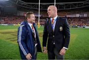 6 July 2013; Brian O'Driscoll, left, and Paul O'Connell, British & Irish Lions, following their side's victory. British & Irish Lions Tour 2013, 3rd Test, Australia v British & Irish Lions. ANZ Stadium, Sydney Olympic Park, Sydney, Australia. Picture credit: Stephen McCarthy / SPORTSFILE