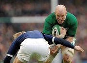 13 February 2011; Paul O'Connell, Ireland, is tackled by Aurelien Rougerie, France. RBS Six Nations Rugby Championship, Ireland v France, Aviva Stadium, Lansdowne Road, Dublin. Picture credit: Brian Lawless / SPORTSFILE