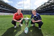 1 May 2009; Munster captain Paul O'Connell, left, and Leinster captain Leo Cullen with the Heineken Cup at a photocall ahead of their Heineken Cup Semi-Final on Saturday next. Croke Park, Dublin. Picture credit: Brendan Moran / SPORTSFILE