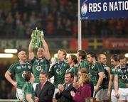 21 March 2009; Ireland's Paul O'Connell lifts the Six Nations Championship trophy. RBS Six Nations Championship, Wales v Ireland, Millennium Stadium, Cardiff, Wales. Picture credit: Matt Browne / SPORTSFILE