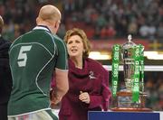 21 March 2009; President of Ireland Mary McAleese congratulates Paul O'Connell after the game. RBS Six Nations Championship, Wales v Ireland, Millennium Stadium, Cardiff, Wales. Picture credit: Brendan Moran / SPORTSFILE