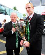 25 May 2008; Munster coach Decaln Kidney and captain Paul O'Connell  with the Heineken Cup at the team's homecoming. O'Connell Street, Limerick. Picture credit: Kieran Clancy / SPORTSFILE