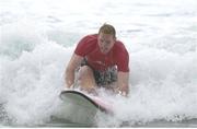 8 October 2003; Ireland lock Paul O'Connell struggles to stay on his board while surfing on Shelly Beach during a rest day from training. 2003 Rugby World Cup, Shelly Beach, New South Wales, Australia. Picture credit; Brendan Moran / SPORTSFILE *EDI*
