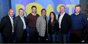 13 October 2015; Pictured at the BOAST Rugby World Cup preview event are, from left to right, Mark Gaffney, CTO, Edward Wallace, CEO Boast, Kevin McLaughlin, former Leinster and Ireland, Isa Nacewa, Leinster, Tania Rosser, Ireland, Mick Galwey, former Munster, Ireland and Lions, Seamus Redmond, Marketing Manager, Boast. Boast, the world's leading audio social media app, hosted the first of its kind rugby preview event where fans tuned in and engaged directly with a panel of rugby experts. The app is available for free download on iOS or Android and allows users to connect with like-minded individuals, as well as radio stations, from around the world on the hottest topics ranging from sport to politics and 'Boast' their opinions using their real voice. Sam's Bar, Dawson Street, Dublin. Picture credit: Seb Daly / SPORTSFILE