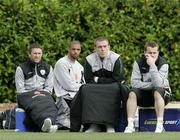 3 June 2009; Republic of Ireland  players, from left, Robbie Keane, Caleb Folan, Richard Dunne and Shay Given sit out squad training. Republic of Ireland Squad Training. Arsenal Training centre, St. Alban's, Hertfordshire, England. Picture credit: Tim Hales / SPORTSFILE